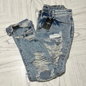 Flamingo Urban Light Blue Distressed Boyfriend Jeans